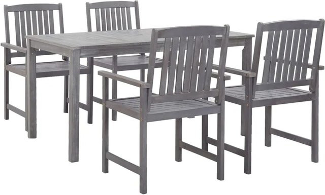 vidaXL 5-tlg Garten-Essgruppe aus Massivholz Akazie in Grau Modell 1 - Bild 1