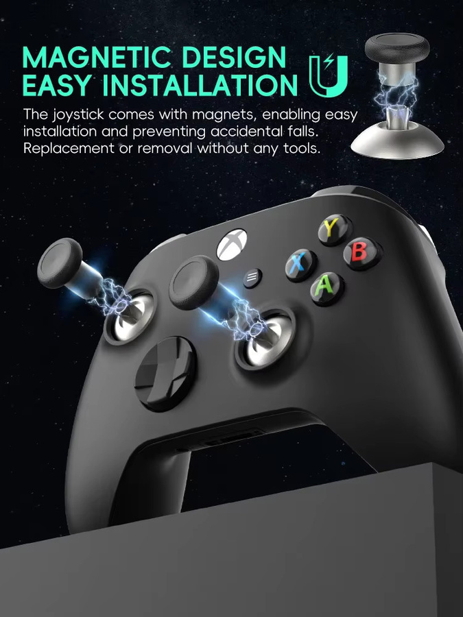 DATA FROG 8er-Pack magnetische Thumbsticks aus Metall für Xbox One Elite, Series X und Series S Controller, Hall-Effekt-Sensor Joystick-Kappen, Blau - Bild 3
