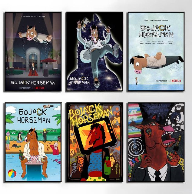 Wasserfester Anime B-BoJack H-Horsemans Poster-Aufkleber in Mehrfarbig, Rechteckig, B/H: 15 x 15 cm - Bild 1