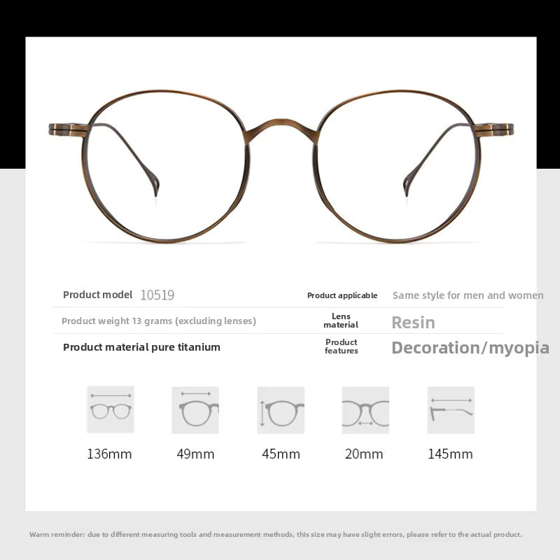 SZTZX Lesebrille, Halbrand, Titan, rund, braun, Unisex - Bild 2