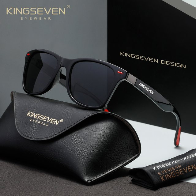 KINGSEVEN Sonnenbrille, Unisex, Vollrand, Schwarz, Kunststoff, polarisiert - Bild 1