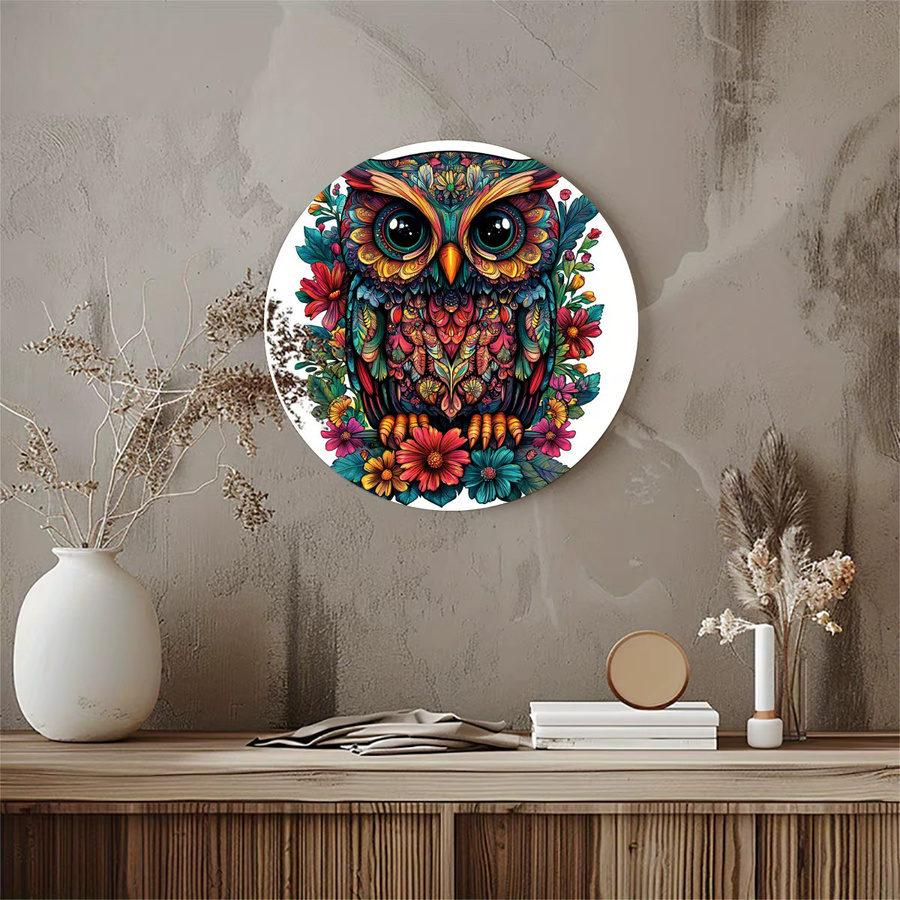 Potdemiel Vintage Wandbehang aus Metall mit Eule und Blumenmuster, quadratisch, Multicolour, B/H: 20 x 20 cm - Bild 6