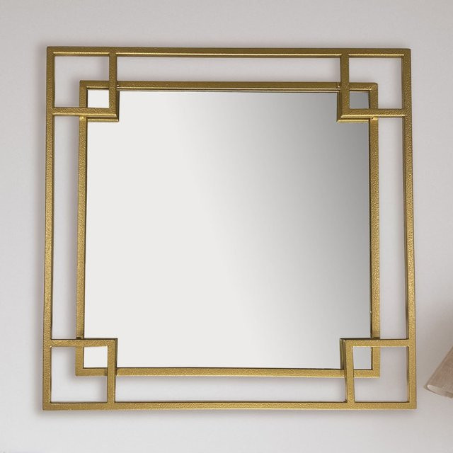 Moderner quadratischer Wandspiegel von KADIMA DESIGN aus Metall in Gold, B/H: 60 x 60 cm, Tiefe: 3 cm - Bild 1