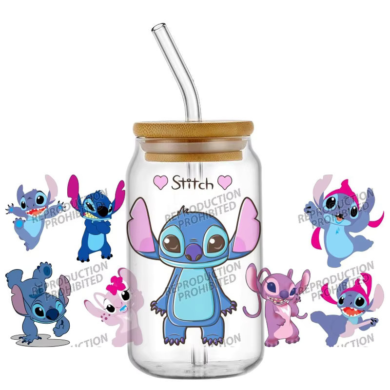 Funko Stitch UV DTF 3D Aufkleber Folien für Glasbehälter, Mehrfarbig, DIY Bastelset für 16oz Gläser - Bild 2