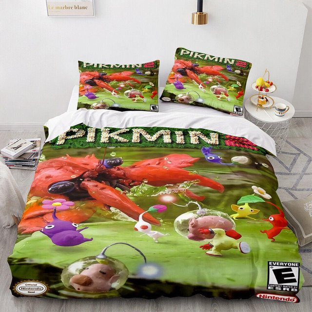 Allbestart Pikmin Bettwäscheset mit Motiv Hocotate und Olimar, 2-3-teiliges Set aus Mikrofaser, Mehrfarbig, B/H: 228 x 228 cm - Bild 1