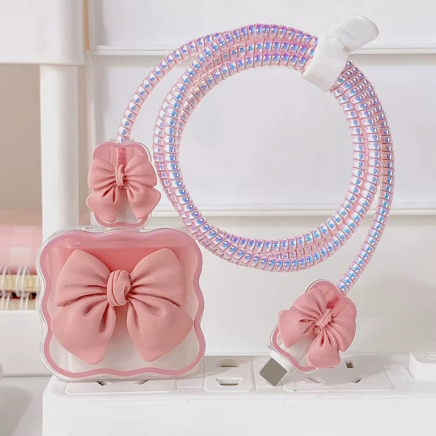 Weiche 3D Silikon Schutzhülle für iPhone Ladegeräte in Pink - Bild 1