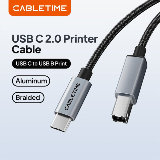 CABLETIME Hochgeschwindigkeits-USB-Druckerkabel mit USB-B auf USB-C Stecker für 5Gbps Datenübertragung - Bild 1
