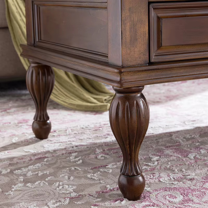 Asse Couchtisch im amerikanischen Landhausstil aus massivem Holz in Braun mit zwei Schubladen, B/T/H: 60 x 60 x 56 cm - Bild 3