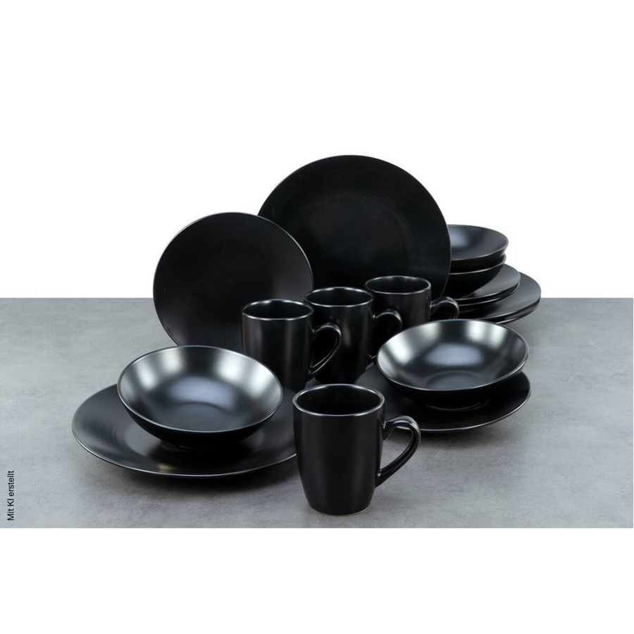 CreaTable Kombiservice aus Steinzeug, 16-teilig, Black Matt Schwarz - Bild 5