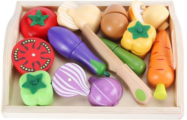 Linyi toy car, Holz-Spielzeugessen, Obst- und Gemüse-Schneideset, ab 1 Jahr - Bild 1