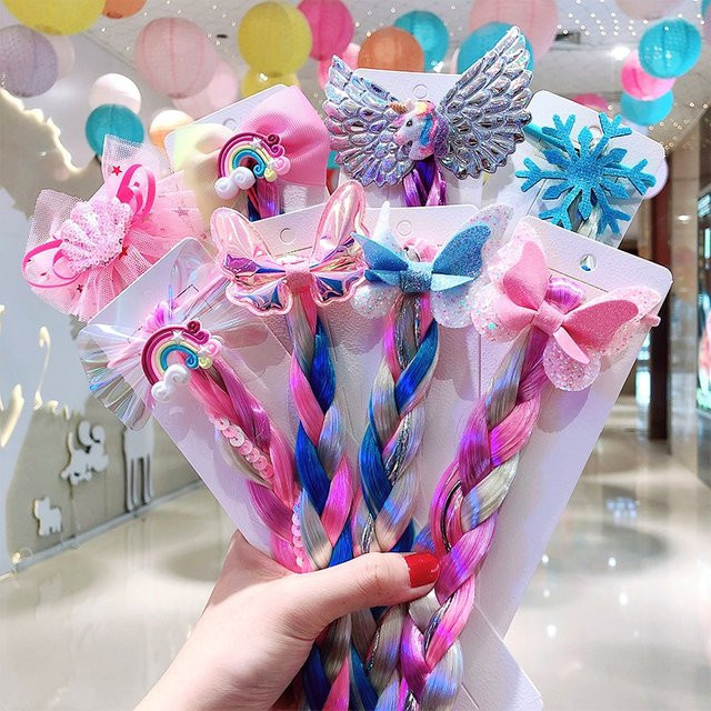 Ataozhekou Regenbogen Einhorn Prinzessin Haar Seil Haarteil, Bunt / Mehrfarbig - Bild 1