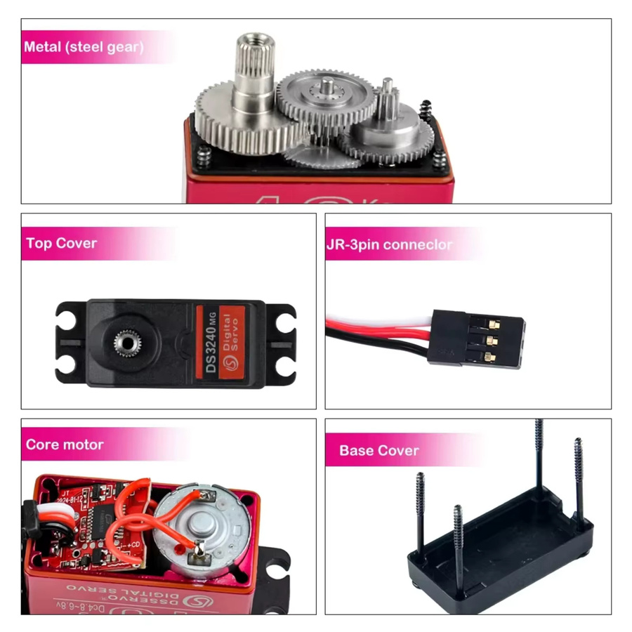 Dsservo RC Digital Servo, 4-teiliges Set, IP66 Wasserdicht, 180/270 Grad Winkel, 25T - Bild 3