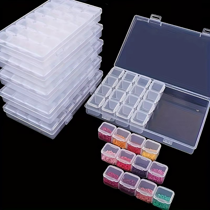 Diamantmalerei Aufbewahrungsbox mit 28 oder 56 Fächern für Perlen und Nail-Art Zubehör, transparent und mehrfarbig aus Kunststoff - Bild 4