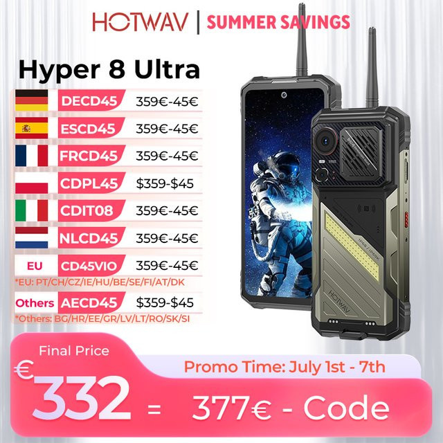 HOTWAV Hyper 8 Ultra Robustes 5G Smartphone in Schwarz mit 12000 mAh Akku, 108 MP Kamera, 12 GB RAM und 512 GB Speicher - Bild 1
