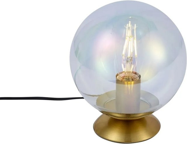 QAZQA Art Deco Tischleuchte Pallon aus Messing mit Regenbogen Rauchglas in Gold/Messing - Bild 1