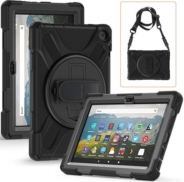 Stoßfeste Business Kinder Schutzhülle für Amazon Kindle Fire HD 8 und HD 8 Plus 12. Generation, 8 Zoll, Schwarz - Bild 1