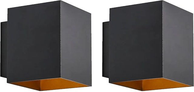 QAZQA 2er Set moderne quadratische Wandleuchten in Schwarz und Gold mit Up-Down-Effekt und dimmbarer Funktion - Bild 1