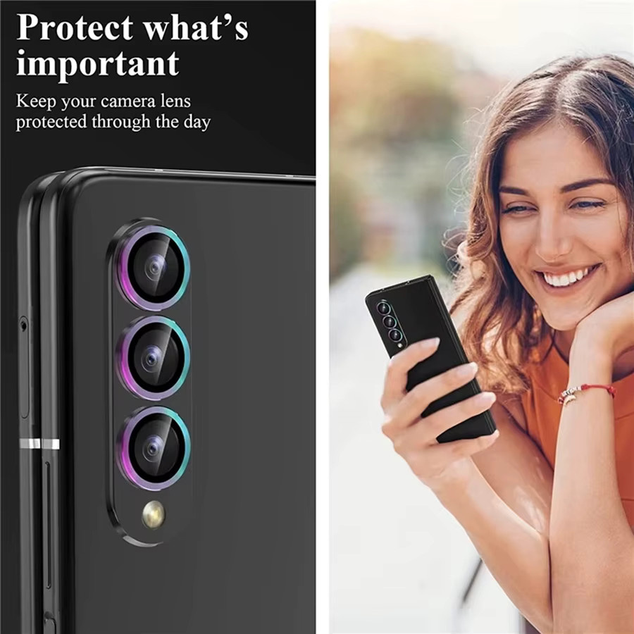 Samsung Galaxy Z Flip5 Fold5 Fold4 Kamera Schutz Abdeckung mit Metallic Glanz in Schwarz - Bild 4