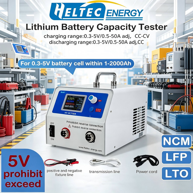 Heltecbms HT-BCT50A Lithium-Batterie-Kapazitätstester für LFP NCM LTO Einzelzellen, Lade- und Entladetester 0,3-5V, 0,5-50A, Kapazitätsanalysator bis 2000Ah - Bild 1