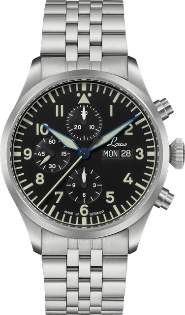 Fliegeruhr Chronograph, Edelstahl, Schwarz, Automatik, Saphirglas, 10 ATM - Bild 1
