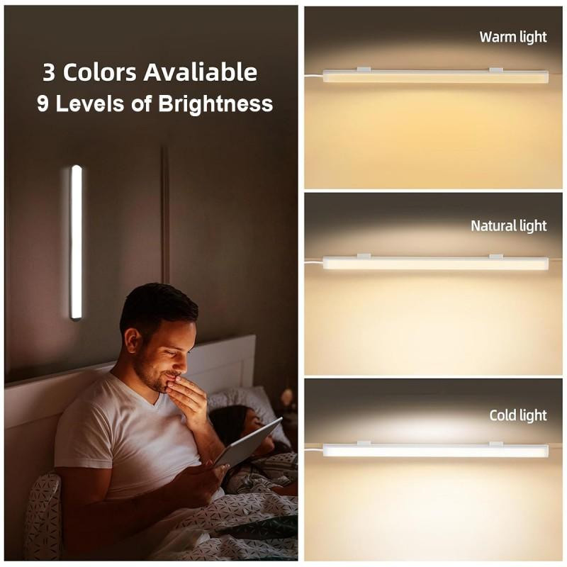 YJMP Super Lighting LED Nachtlicht mit USB-Anschluss, dimmbar und mit 3 wechselbaren Farben, inklusive Magnetstreifen, Farbe: Weiß, Länge: 20 cm - Bild 5