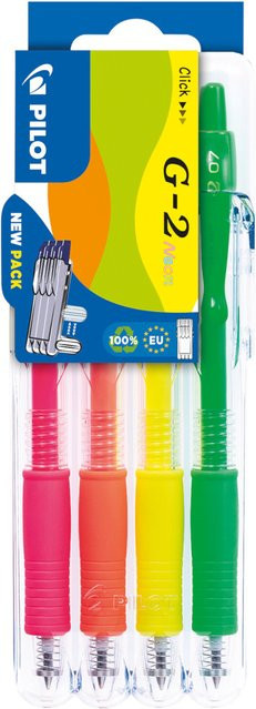 PILOT Gelschreiber G2-07 Neon Set in Neongelb, Neonpink, Neonorange und Neongrün - Bild 1