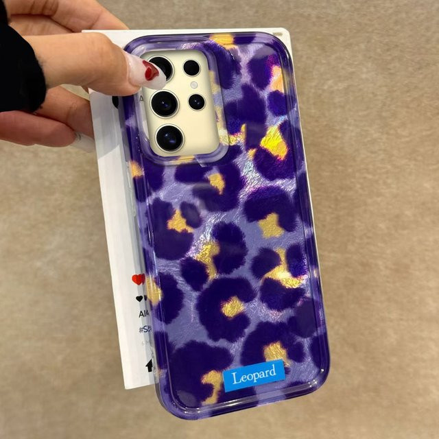 FunYudas Handyhülle mit Retro Lila Leopard Vortex Textur für Samsung Galaxy S24 S25 S23 S22 S21 S20 FE Ultra und Edge - Bild 1
