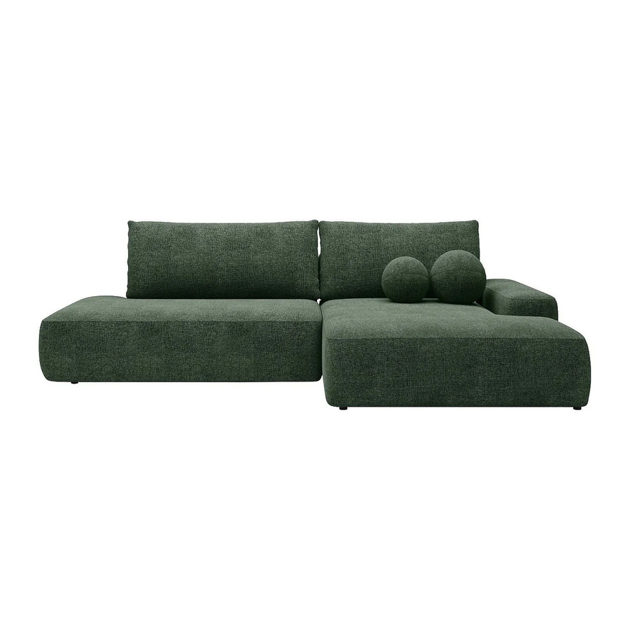 Vente-unique Schlafsofa Daviso in Tannengrün, modernes L-Shape Ecksofa mit Stoffbezug und Schlaffunktion, Breite: 276 cm - Bild 2