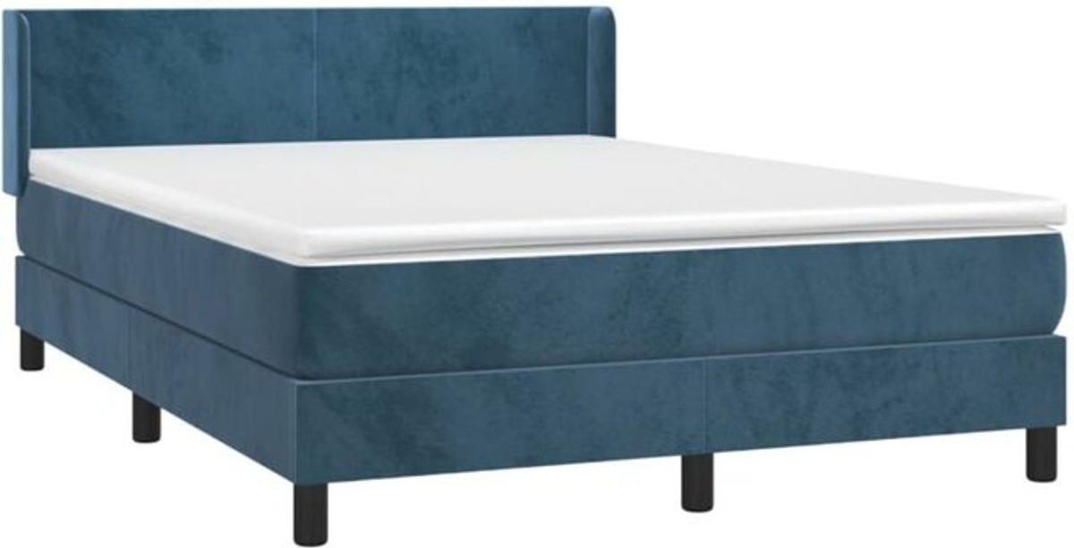 Vidaxl Boxspringbett mit Matratze aus Samt in Blau, B/T/H: 140 x 200 x 88 cm - Bild 1