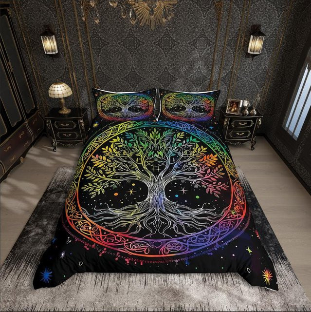 Homewish Bettwäsche-Set mit Lebensbaum und Mandala im Boho-Stil, 2-teilig, Mehrfarbig, B/H: 100 x 135 cm - Bild 1
