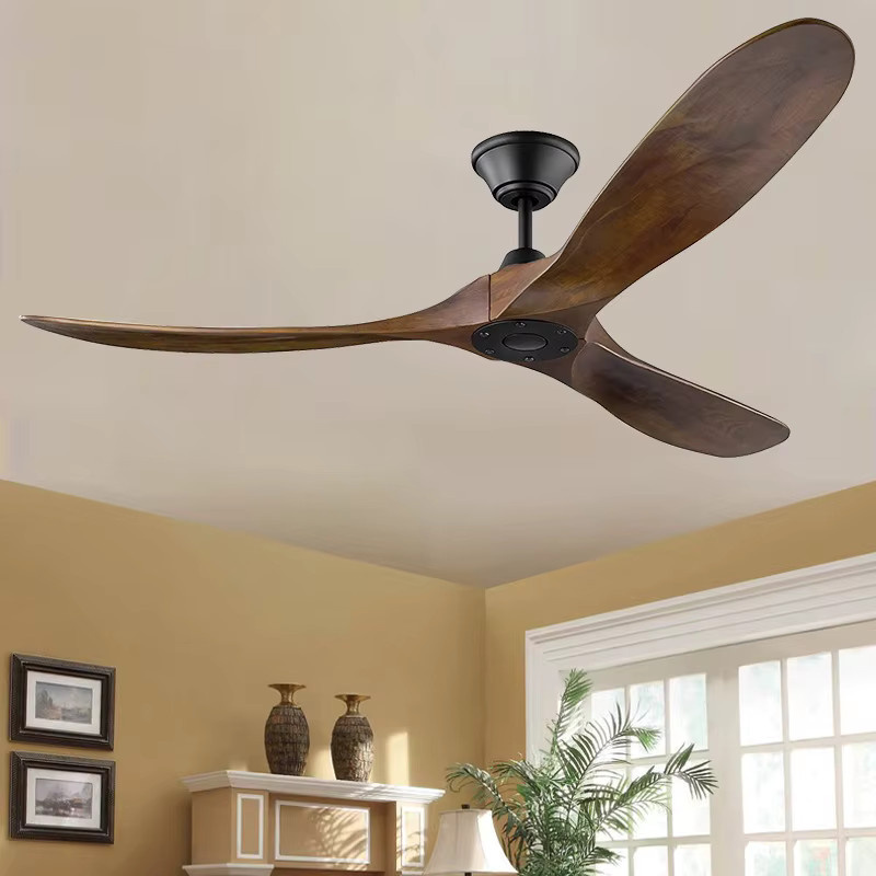 Obervist Premium Holz-Hängeventilator in Braun mit Beleuchtung, DC-Motor, Umkehrfunktion und Fernbedienung - Bild 1