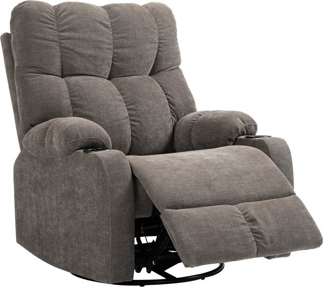HOMCOM Relaxsessel mit Fußstütze in Braun, moderner Loungesessel drehbar mit Stahlrahmen und Leinenoptik, B/T/H: 88 x 96 x 108 cm - Bild 1
