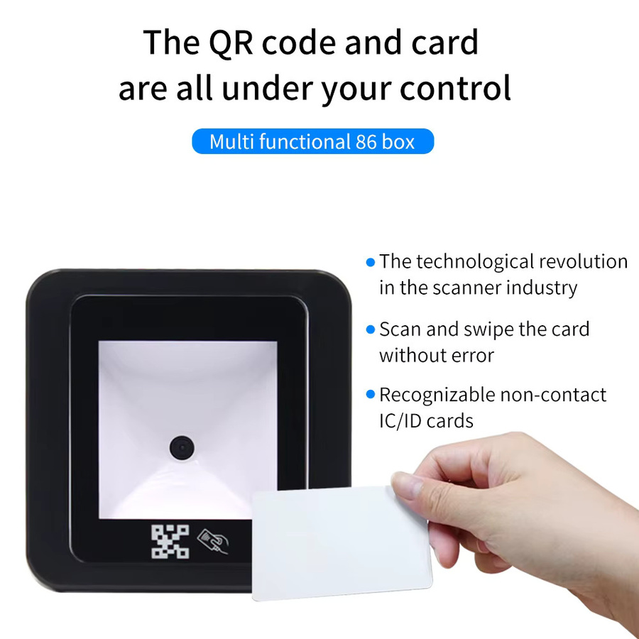 Asia-Teco QR-Code und RFID-Leser Schwarz mit 125 kHz EM, 13,56 MHz MF, USB, Wiegand, RS232 und RS485 für Zugangskarten und 2D-Barcodes - Bild 3