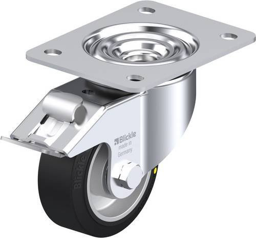 Blickle Lenkrolle LK-ALEV 100K-3-FI-EL mit Feststeller in Silber und Schwarz, Rad-Durchmesser: 100 mm, Tragfähigkeit: 200 kg - Bild 1