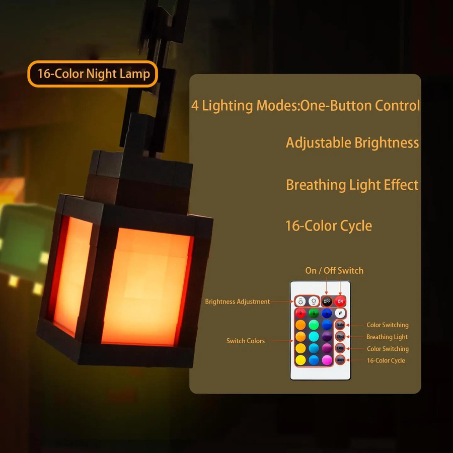 Tragbare Pixel-Nachttischlampe in Schwarz mit 16 Farben und wiederaufladbarem Akku zur DIY-Innendekoration - Bild 3