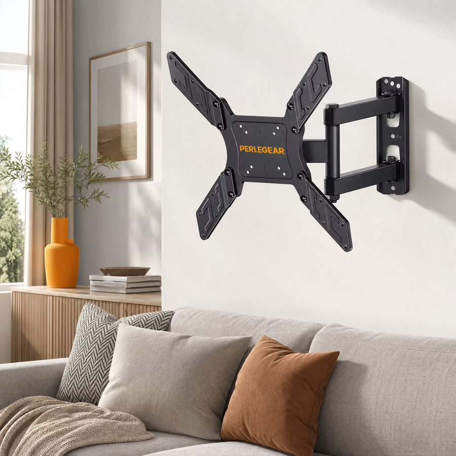 Perlegear TV Wandmontage in Schwarz für flache und gebogene Fernseher oder Monitore von 26 bis 60 Zoll, bis zu 40 kg, maximale VESA-Montagegröße 400 x 400 mm - Bild 3