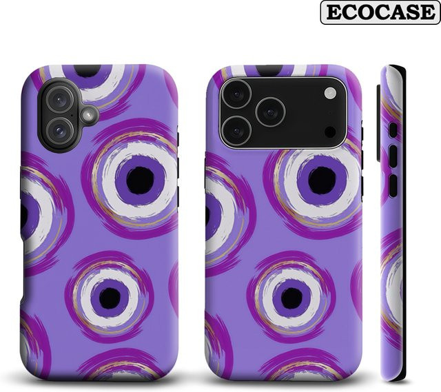 Potdemiel Handyhülle Mystical Evil Eye in Lila für iPhone 17 16 15 14 13 12 11 Pro Max Plus mit doppelschichtiger Rückseite - Bild 1