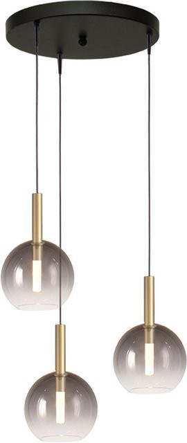 Masterlight Lido LED-Pendelleuchte 3-flammig rund in Gold und Rauchglas dimmbar - Bild 1