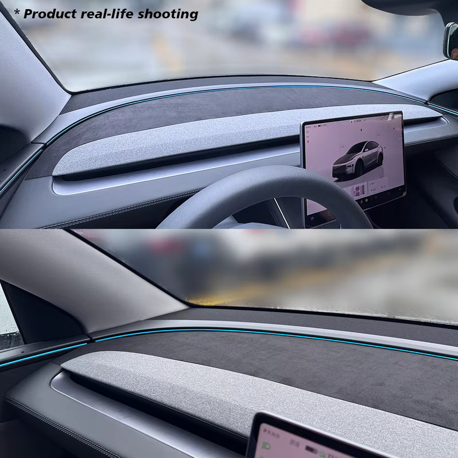 TESY Armaturenbrett-Abdeckung aus Wildleder für Tesla Model Y und Model Y Juniper, Sonnenschutz und Anti-UV Matte mit rutschfesten Pads - Bild 6
