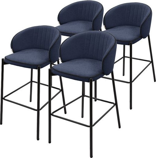 ML-Design Barhocker 4er Set Dunkelblau mit Rückenlehne und Fußstütze, B/T/H: 50 x 54 x 101 cm - Bild 1