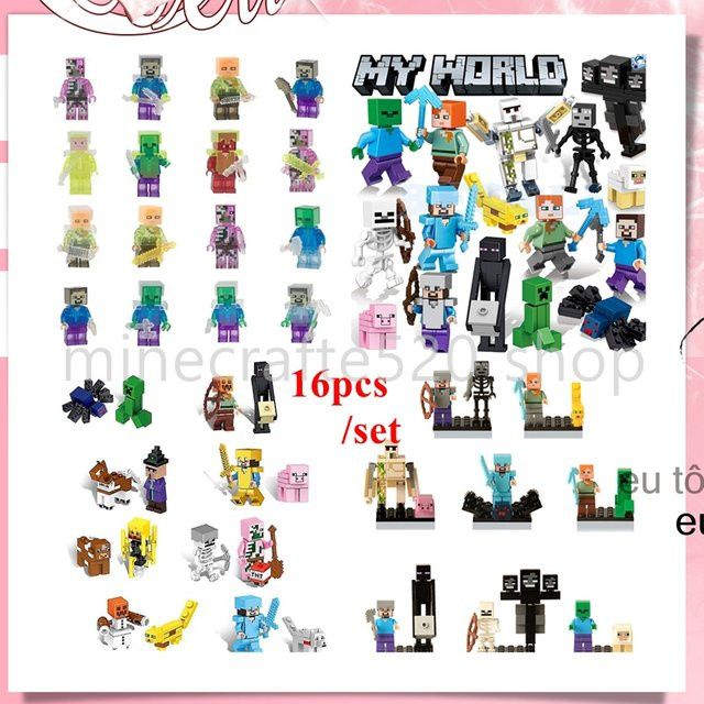 GAGAGIRL Minecraft Bausteine, 16-teiliges Set, Minifigur, Gebäude - Bild 1