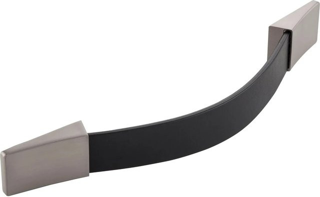 Furnipart Möbelgriff Safari La Leder Schwarz mit Edelstahl-Effekt, Breite: 22,4 cm - Bild 1