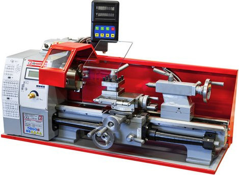 Holzmann Metalldrehbank in Rot/Grau, Breite: 38 cm, Länge: 94 cm - Bild 1