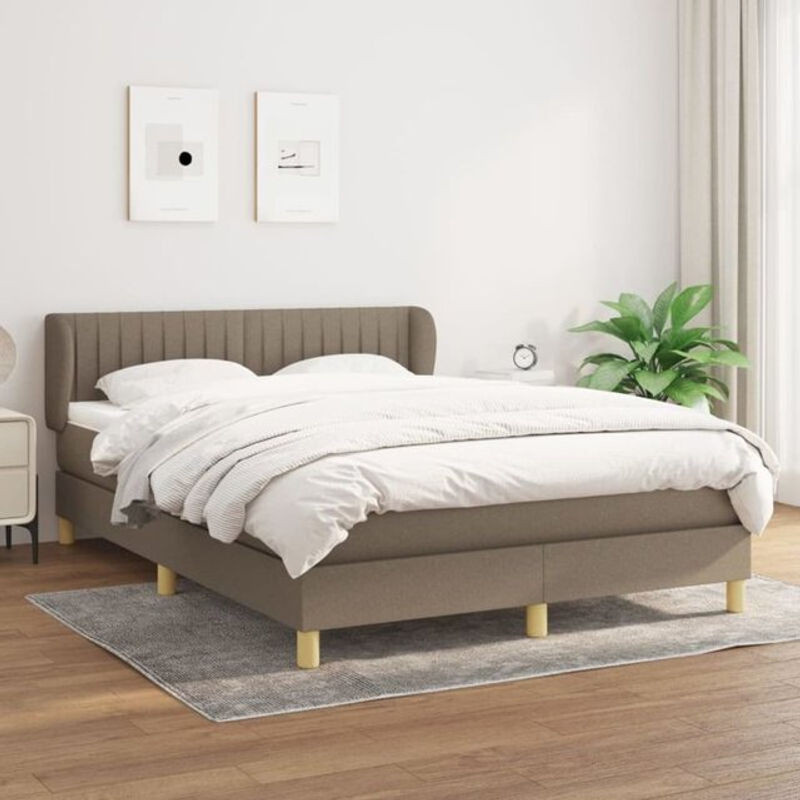 Vidaxl Boxspringbett mit Matratze in Taupe meliert aus Stoff und Holzwerkstoff B/T/H: 140 x 190 cm - Bild 1