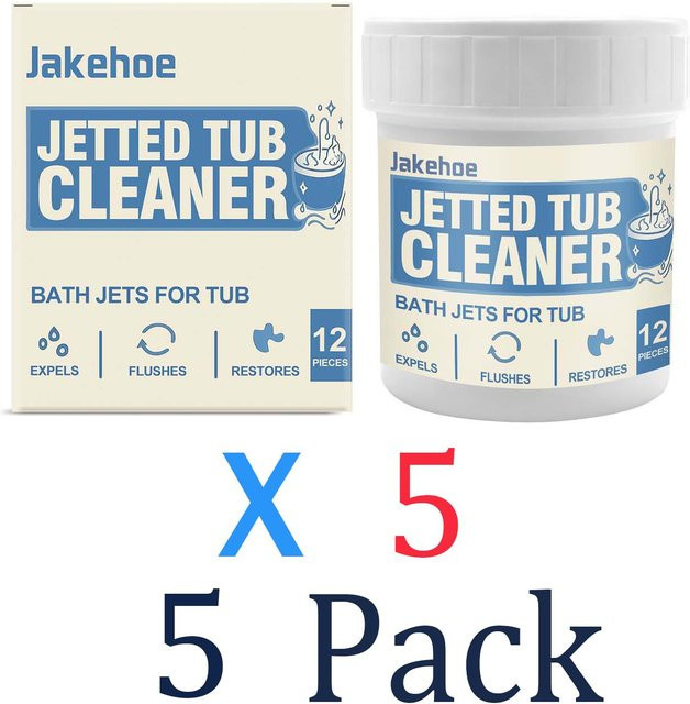 JAKEHOE Badewannen-Reinigungstabletten und Whirlpool-Reiniger zur Kalkentfernung und Aufbereitung, 60 Stück (5er Pack), Weiß - Bild 1