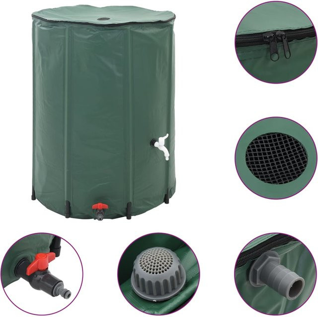 Yiwydaa Wasserspeicher Regentonne Wassertank in Grün mit Schlauch und Filter, 750 l - Bild 1