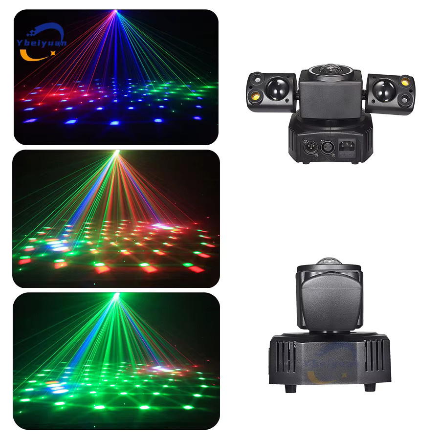 Ybeiyuan RGBW 60W Party Effekt Strahler mit Rot und Grün Laser Strobe, DMX512 und Fernbedienung für DJ, Disco und Bühne, Schwarz - Bild 6