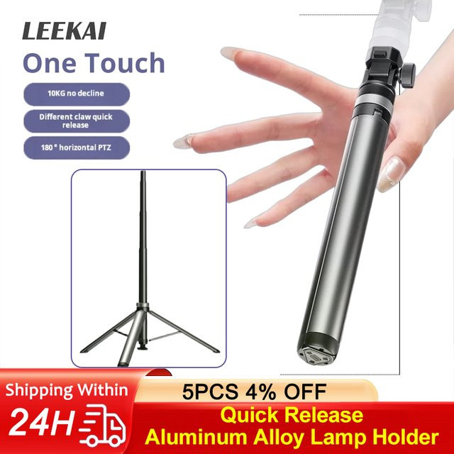 LEEKAI LK56 Aluminium Stativ in Schwarz für Kamera und Licht, Höhe: 2,1 m - Bild 1