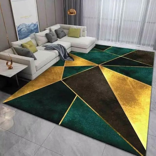 Wucifang Jewelry Geometrischer Teppich in Hellgrün, Modernes Design, Maschinengewebt, Rutschfest und Waschbar, B/T: 120 x 160 cm - Bild 1