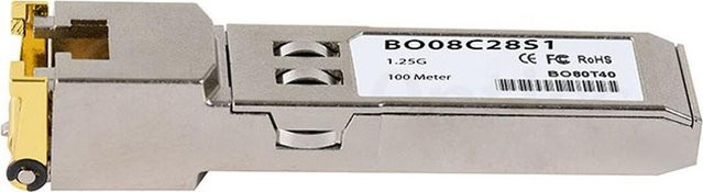 BlueOptics SFP Transceiver für Extreme Networks, Kupfer RJ45, 1000BASE-T, 1G-SFP-TX, Farbe: Silber - Bild 1